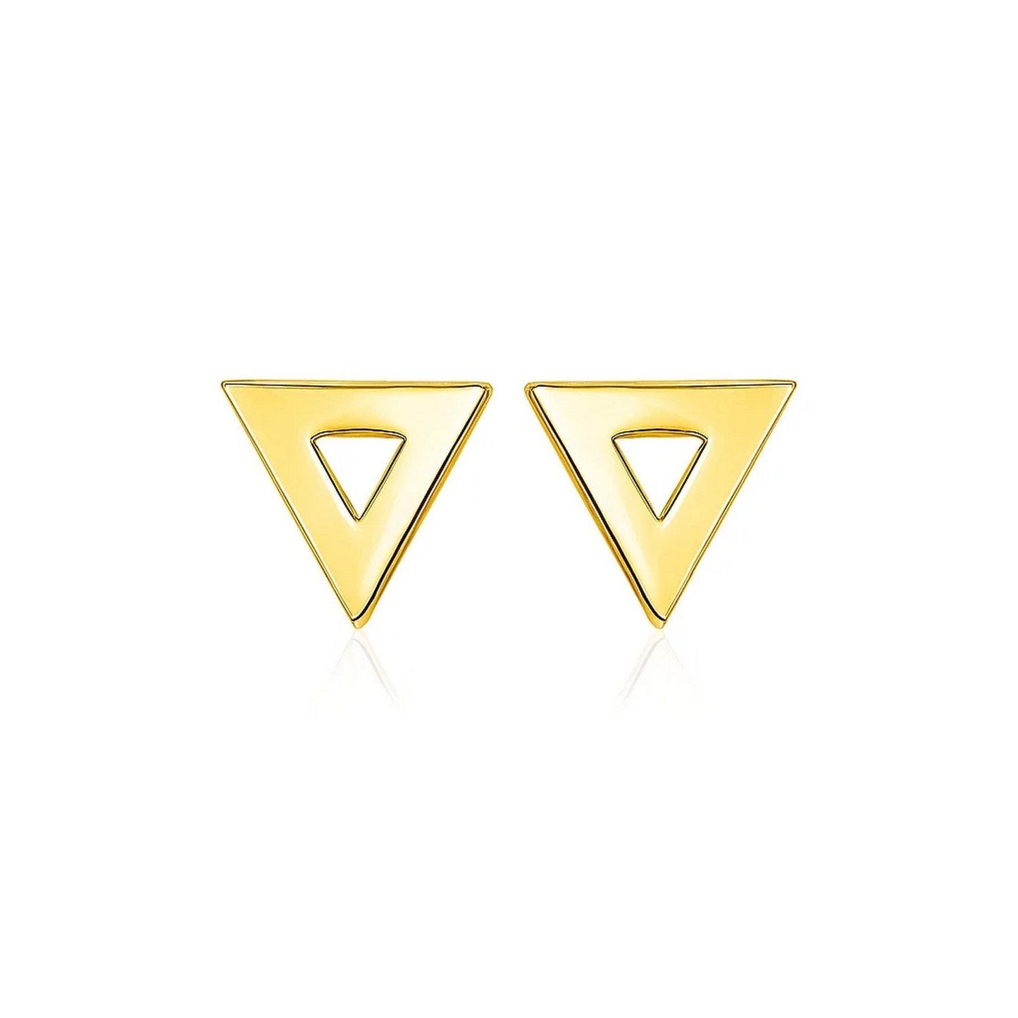 14k Yellow Gold Polished Open Triangle Post Earrings