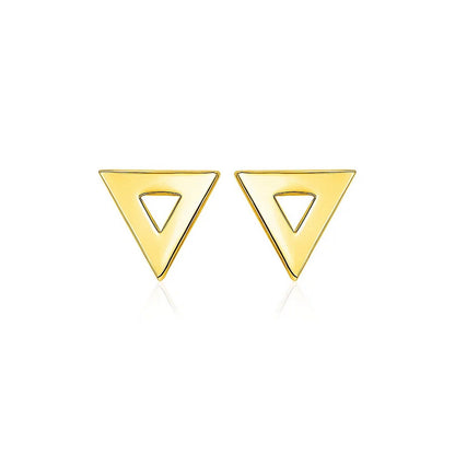 14k Yellow Gold Polished Open Triangle Post Earrings