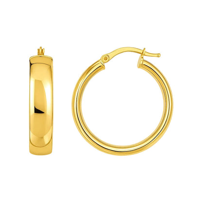 14k Yellow Gold Wedding Band Hoops (6x25mm)