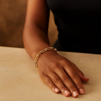 14K Yellow Gold Extra Wide Paperclip Chain Bracelet (6.10 mm)