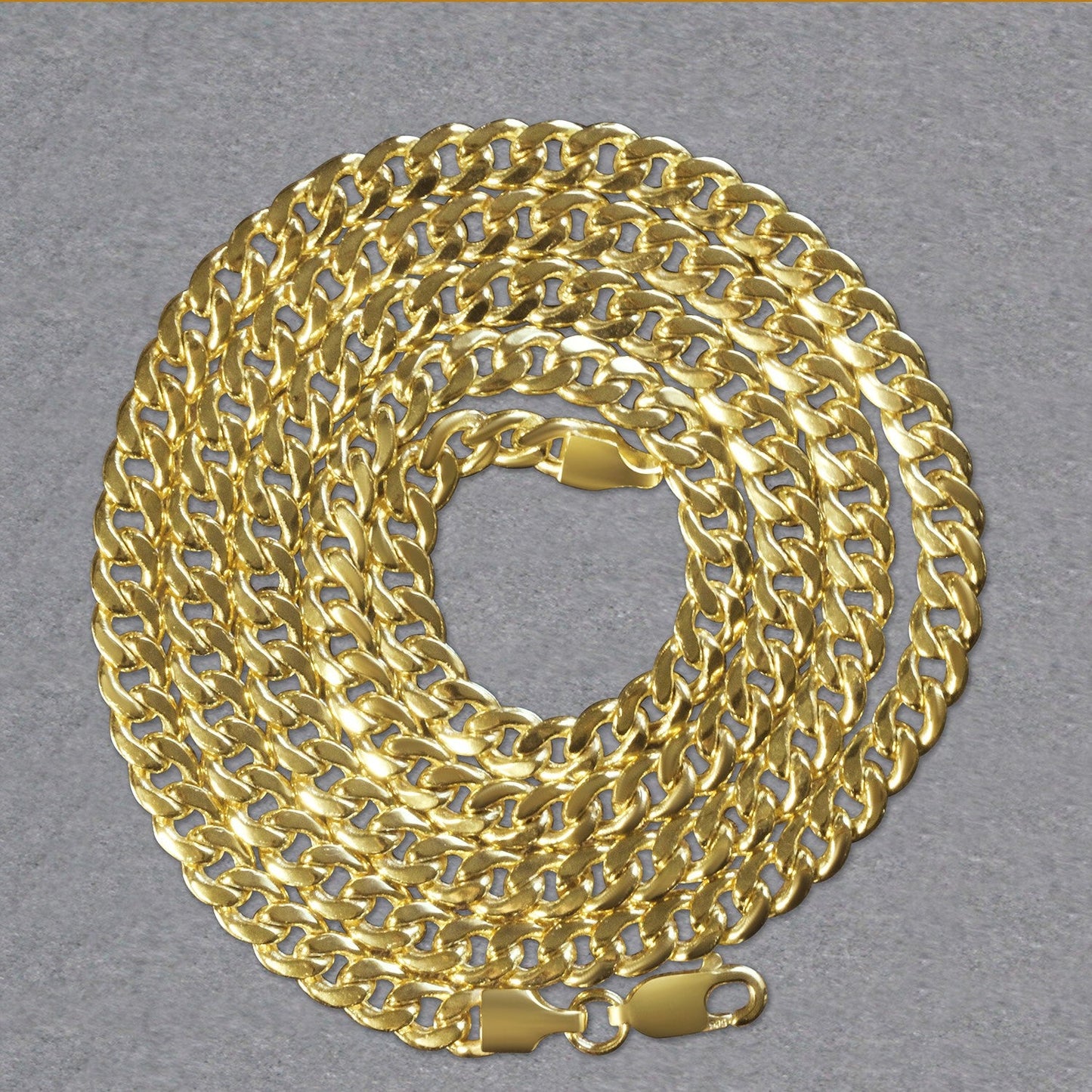 14k Yellow Gold Miami Cuban Semi Solid Chain (4.50 mm)