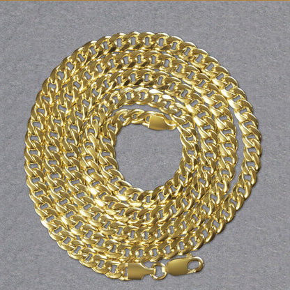14k Yellow Gold Miami Cuban Semi Solid Chain (4.50 mm)