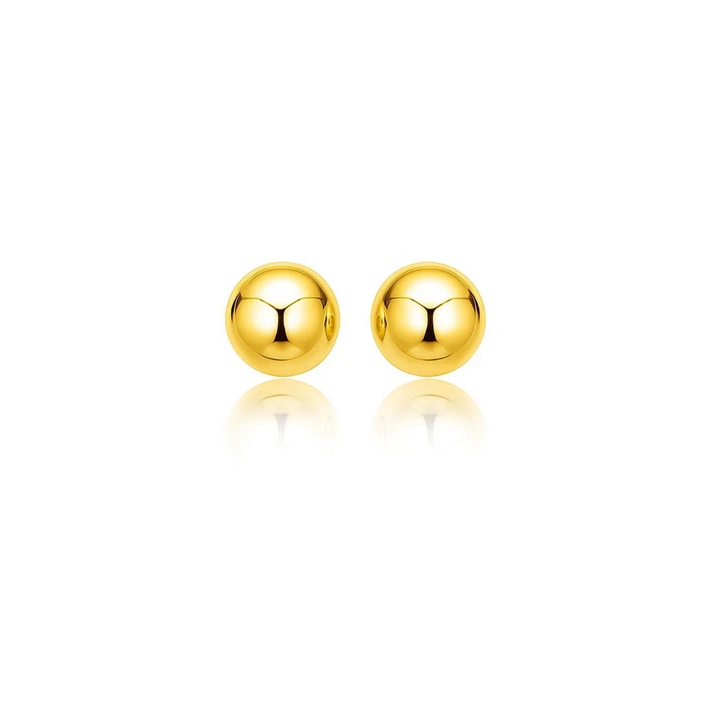 14k Yellow Gold Spherical Stud Earrings (8mm)