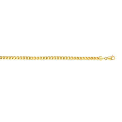 14k Yellow Gold Solid Diamond Cut Round Franco Bracelet (4.60 mm)