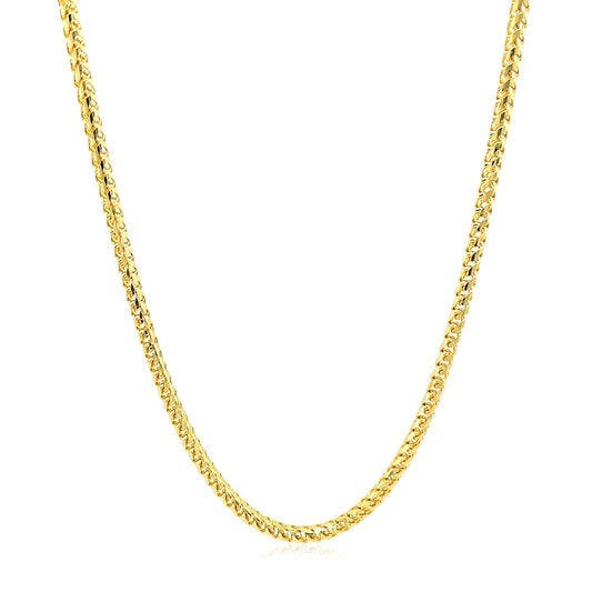 14k Yellow Solid Gold Diamond Cut Round Franco Chain (2.20 mm)