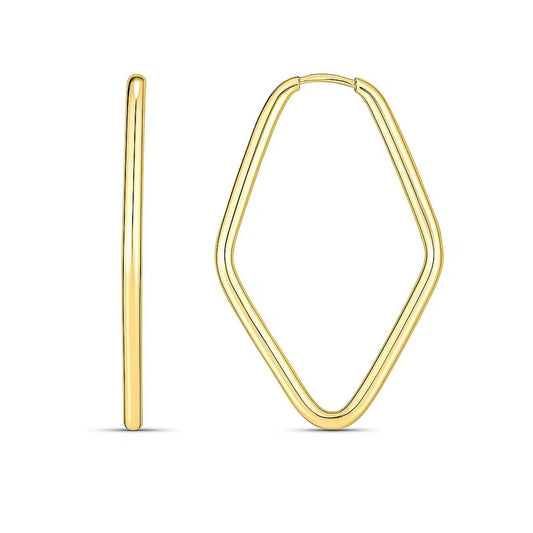 14k Yellow Gold Endless Marquise Hoops