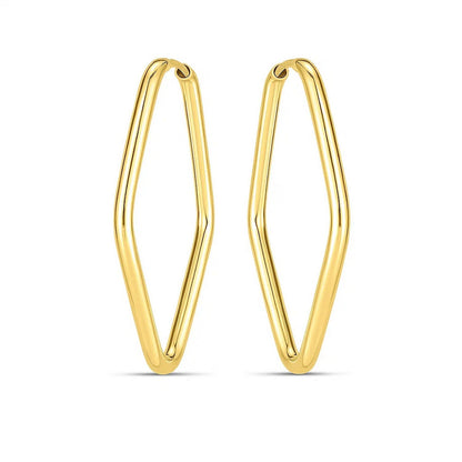 14k Yellow Gold Endless Marquise Hoops