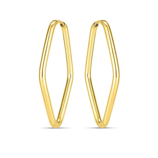 14k Yellow Gold Endless Marquise Hoops