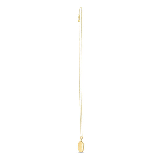 14k Yellow Gold Oval Etched Locket Necklace