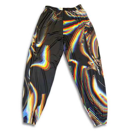 Colorful pants with abstract design on a white background