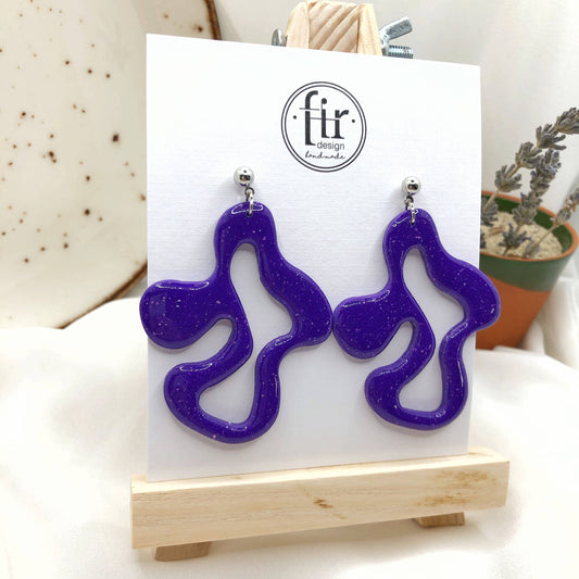 Bright Purple Earrings, Hand Crafted Free Form Earrings , Nickel Free