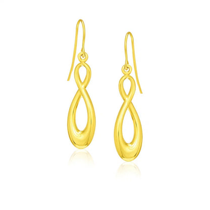 14k Yellow Gold Polished Earrings in Infinity Design