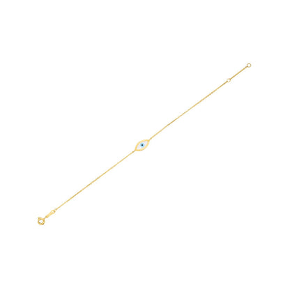 14k Yellow Gold MOP Evil Eye Bracelet (1.00 mm)