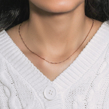 14K Rose Gold Fine Paperclip Chain (1.50 mm)