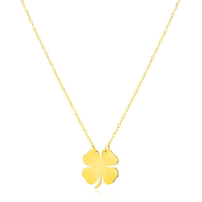 14K Yellow Gold Four Leaf Clover Necklace
