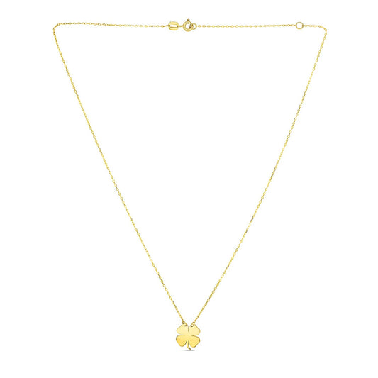 14K Yellow Gold Four Leaf Clover Necklace