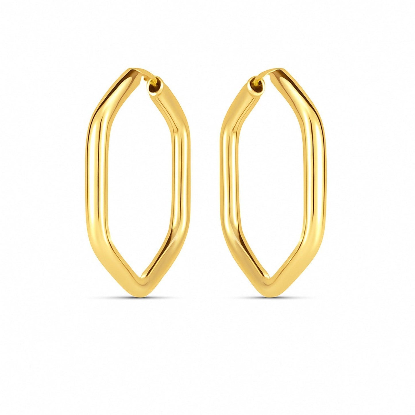 14k Yellow Gold Endless Hexagon Hoop Earrings