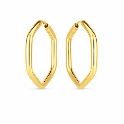 14k Yellow Gold Endless Hexagon Hoop Earrings