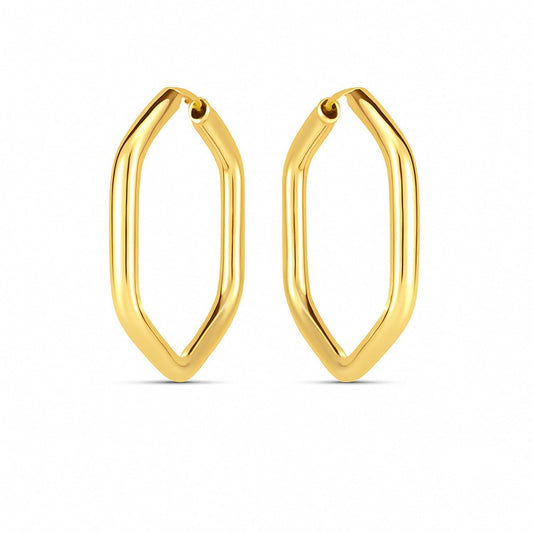14k Yellow Gold Endless Hexagon Hoop Earrings