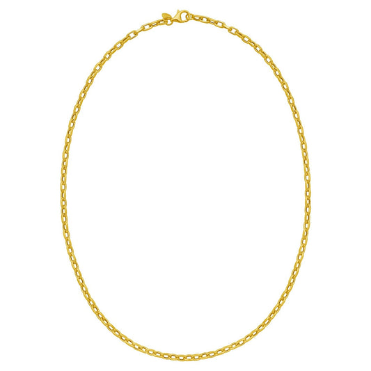 14K Yellow Gold Charm Link Cable Chain Necklace (3.30 mm)