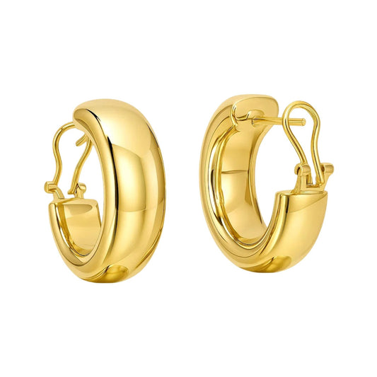 14k Yellow Gold Large Omega C Hoops