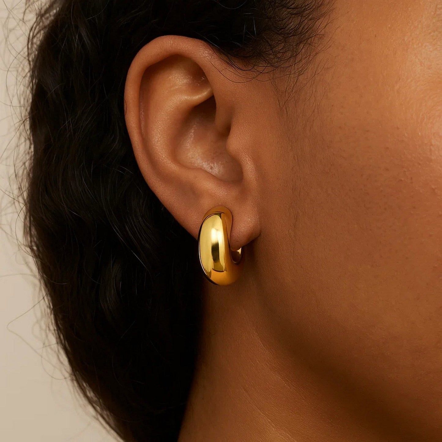 14k Yellow Gold Small Omega C Hoops