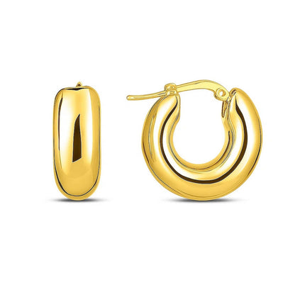 14k Yellow Gold Small Puffy Hoops