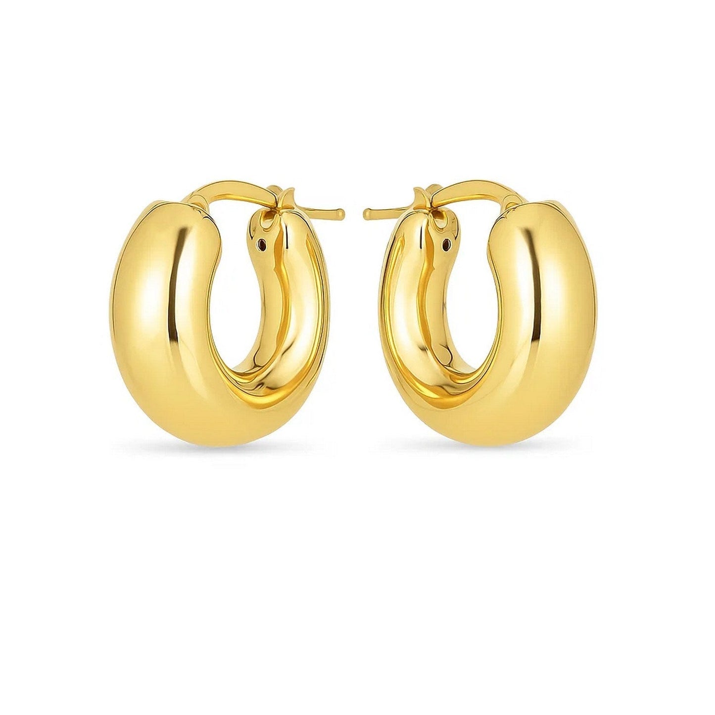 14k Yellow Gold Small Puffy Hoops