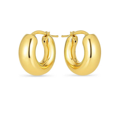 14k Yellow Gold Small Puffy Hoops
