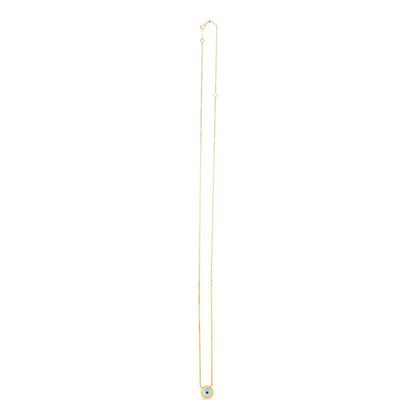 14k Yellow Gold MOP Evil Eye Necklace