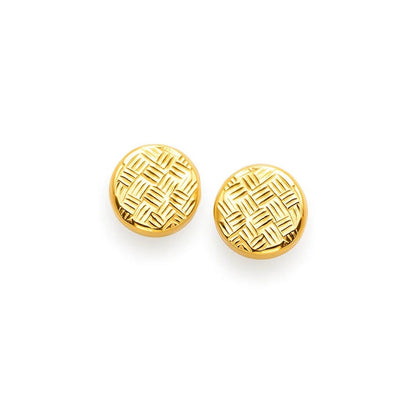 14k Yellow Gold Post Earrings with Textured Circles