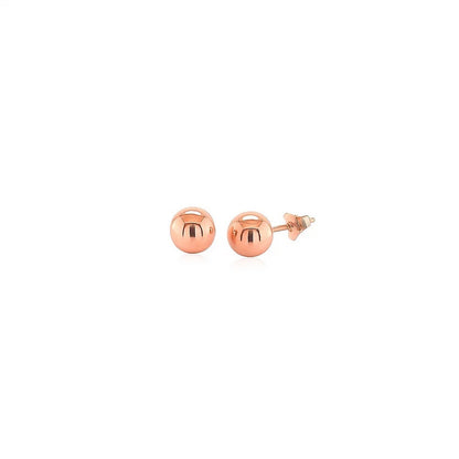 14k Rose Gold Classic Round Shape Stud Earrings (6mm)