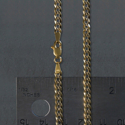 14k Two Tone Gold Pave Curb Chain (3.60 mm)