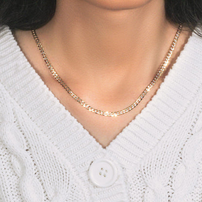 14k Two Tone Gold Pave Curb Chain (3.60 mm)