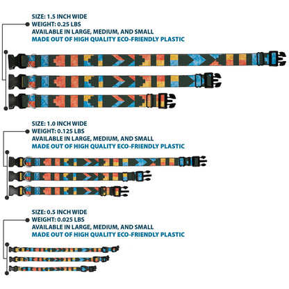 Plastic Clip Collar - Geometric8 Charcoal/Orange/Gold/Blue