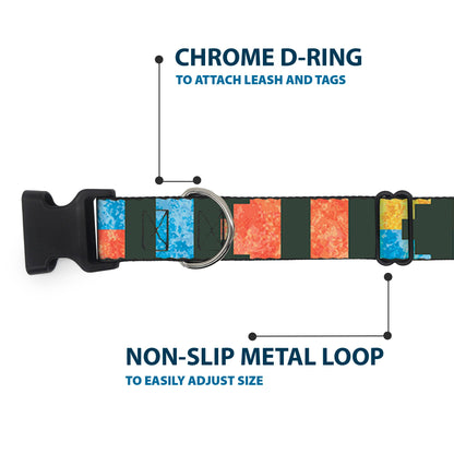Plastic Clip Collar - Geometric8 Charcoal/Orange/Gold/Blue