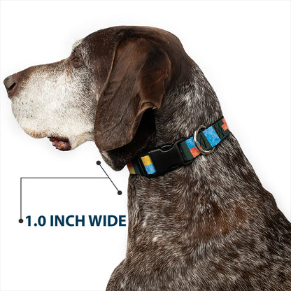 Plastic Clip Collar - Geometric8 Charcoal/Orange/Gold/Blue