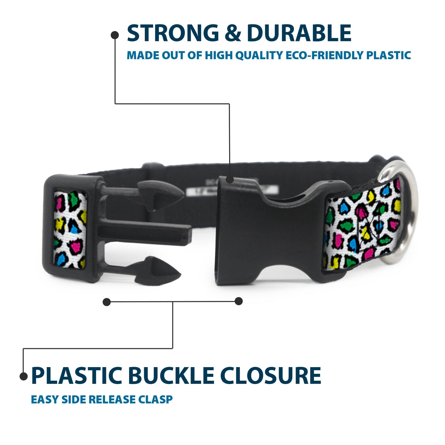 Plastic Clip Collar - Leopard White/Multi Color