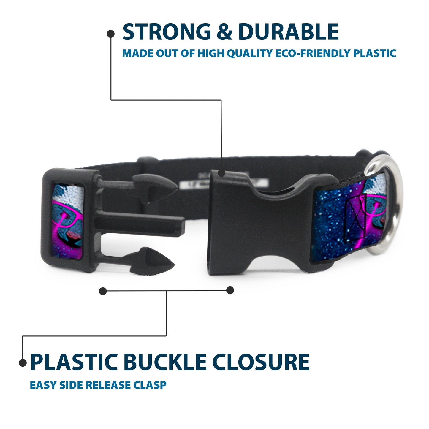 Plastic Clip Collar - Laser Eye Cats in Space