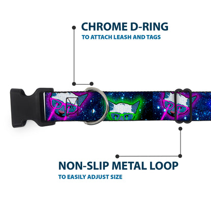 Plastic Clip Collar - Laser Eye Cats in Space