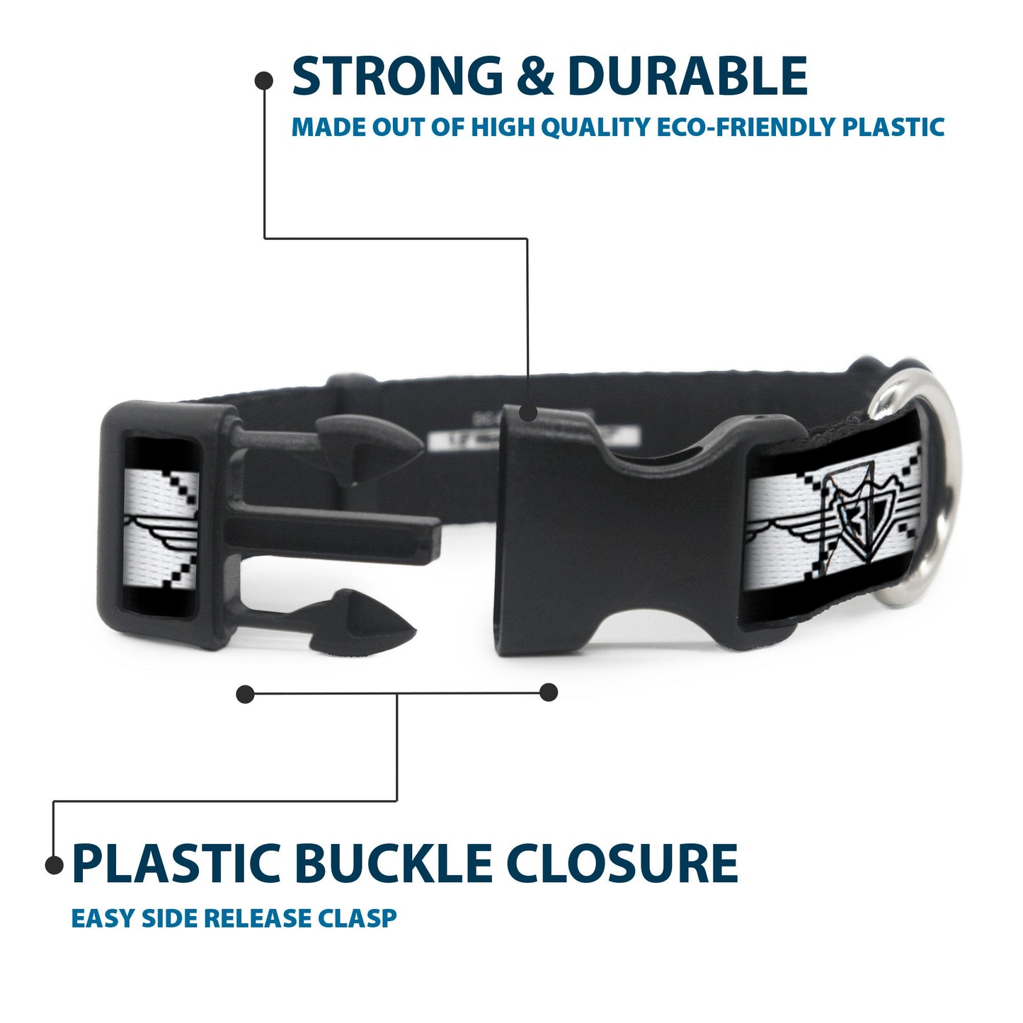 Plastic Clip Collar - BD Monogram2 White/Black