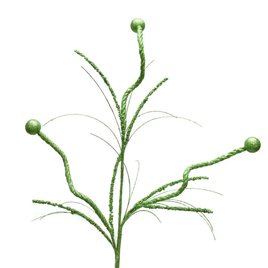 Glittered Ball Curl Spray 33" in Green