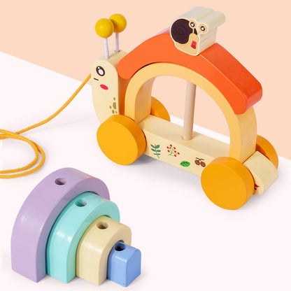 Wooden children's rainbow snail