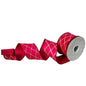2.5"X10YD Hot Pink Faux Dupioni w/ Gold Diamond Print Ribbon