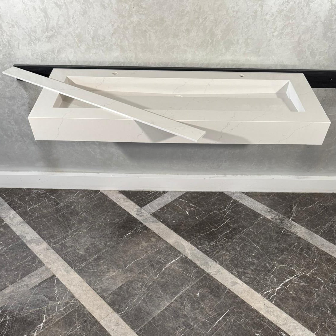 READY TO SHIP! Handcrafted Tiber Quartz Sink: Quartz Vanity Top (QU-100)
