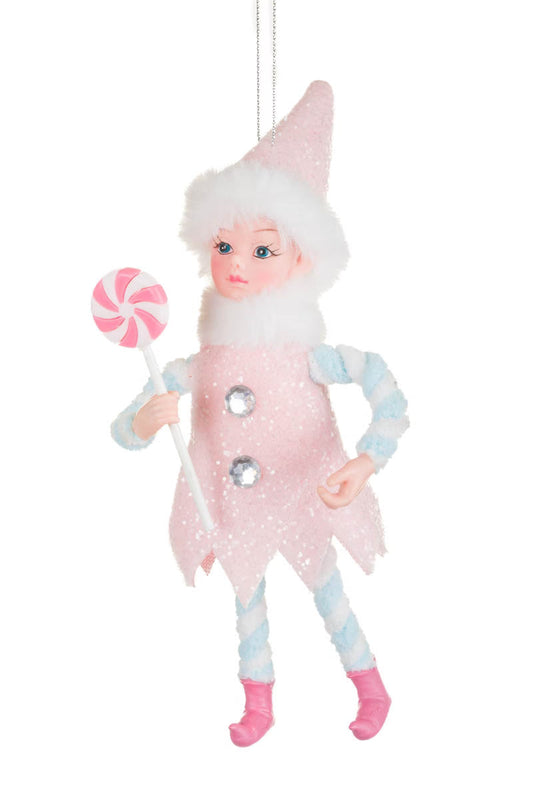 Santa's Sweet Shoppe Collection - 9" Pink Elf Ornament