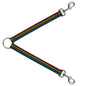 Dog Leash Splitter - Checker Black/Neon Rainbow