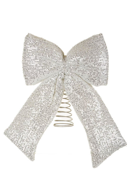 Christmas Carousel Collection - 20" Giant Silver Ribbon / Bow Tree Topper