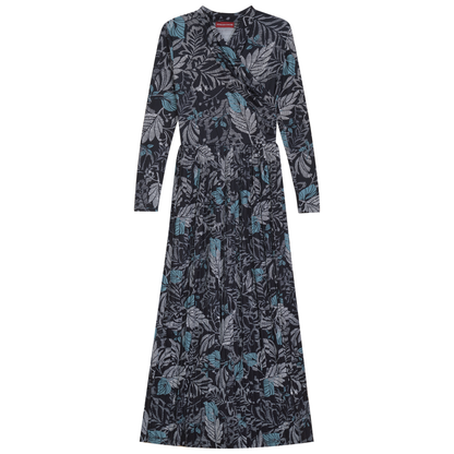 Printed Pleated Wrap Dress