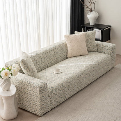3D Jacquard Geometric Sofa Cover, High Stretch Soft Polar Fleece Slipcover for Couch